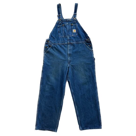 Carhartt Relaxed FIt Denim Work Overalls R07DST 44 x 30 - Picture 1 of 10